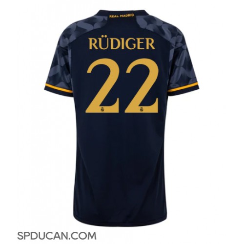 Zenski Nogometni Dres Real Madrid Antonio Rudiger #22 Gostujuci 2023-24 Kratak Rukav